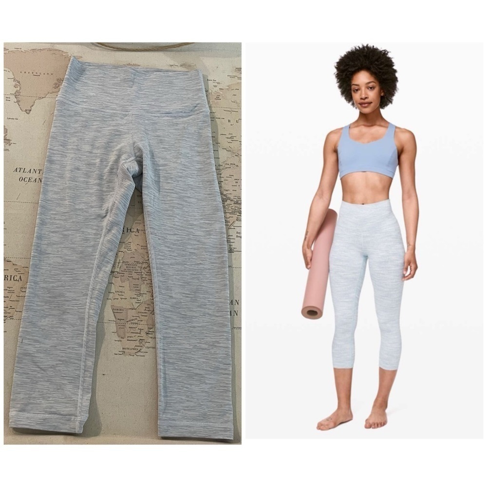Lululemon Wunder Under Crop (High-Rise) *21" Size 6 Wee Are From Space / Blue